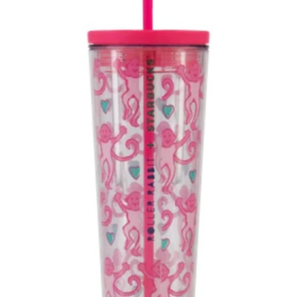 Starbucks x Roller Rabbit - The Lovely Monkey - Plastic Cold Cup/ 24 fl. oz NWT - Picture 2 of 3